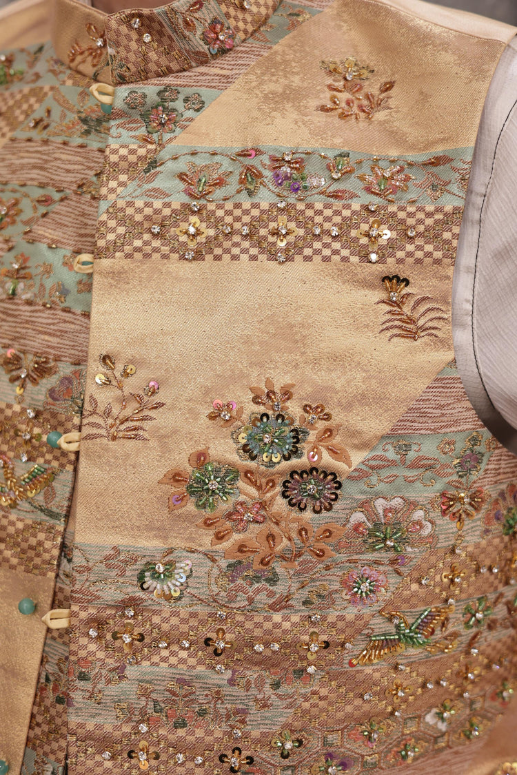 Gold-dusted French Embroidery Floral Nishijin Brocade Vest (Exclusive Piece) 金粉法繡繁花西陣織馬甲(孤品)