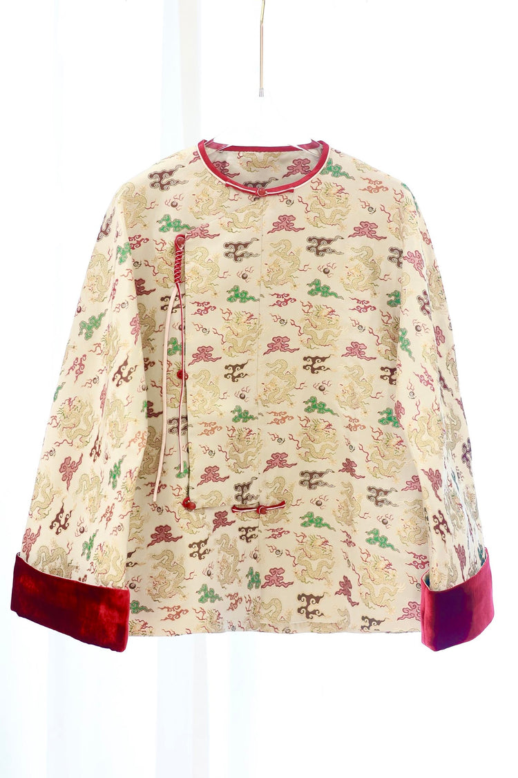 Scarlet Cloud & Auspicious Dragon Song Brocade Jacket 赤雲祥龍宋錦外套