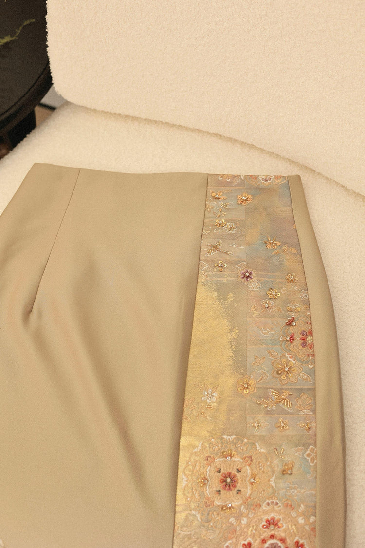 Gold Nishijin Pencil Skirt (Exclusive Piece) 金色西陣織鉛筆裙(孤品)