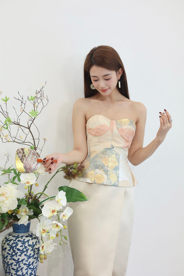 Grapefruit Nishijin-ori Bustier (Limited Edition) 西柚色西陣織抹胸上衣 (限量)