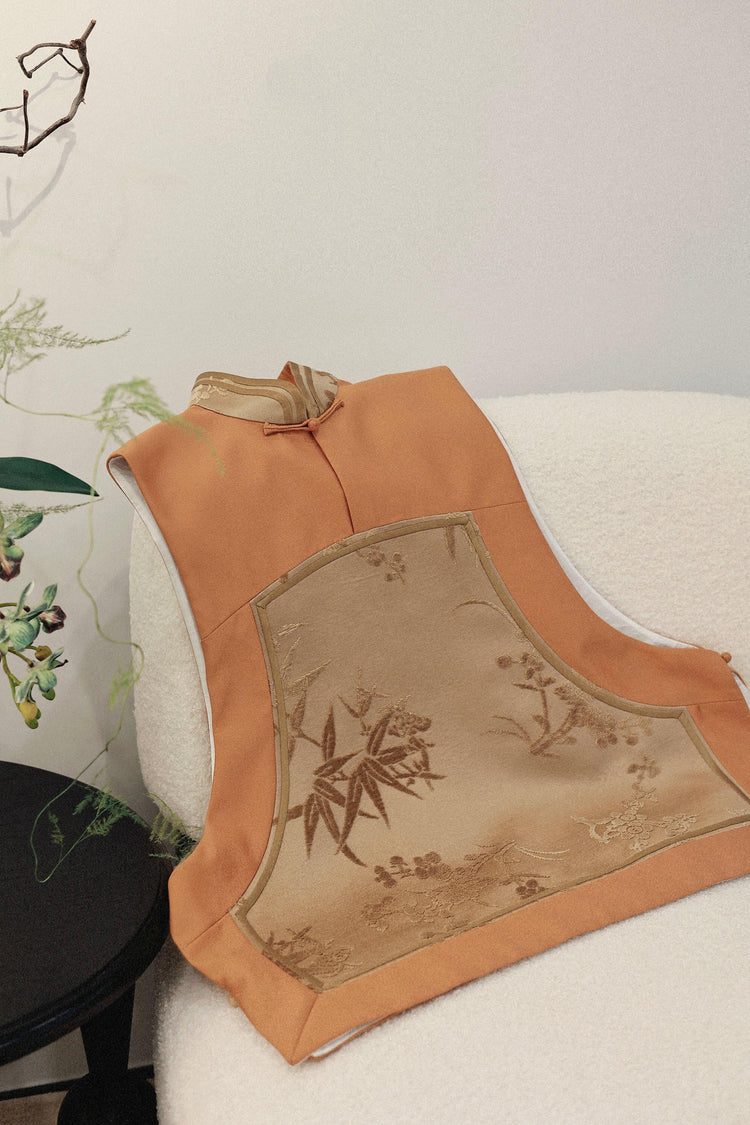 Orange Silk-Blend Zhang Velvet Vest 秋菊色絲毛漳絨馬甲