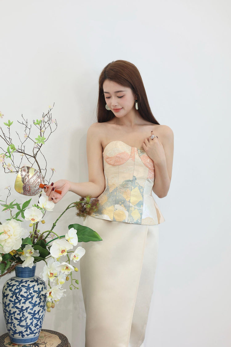 Grapefruit Nishijin-ori Bustier (Limited Edition) 西柚色西陣織抹胸上衣 (限量)