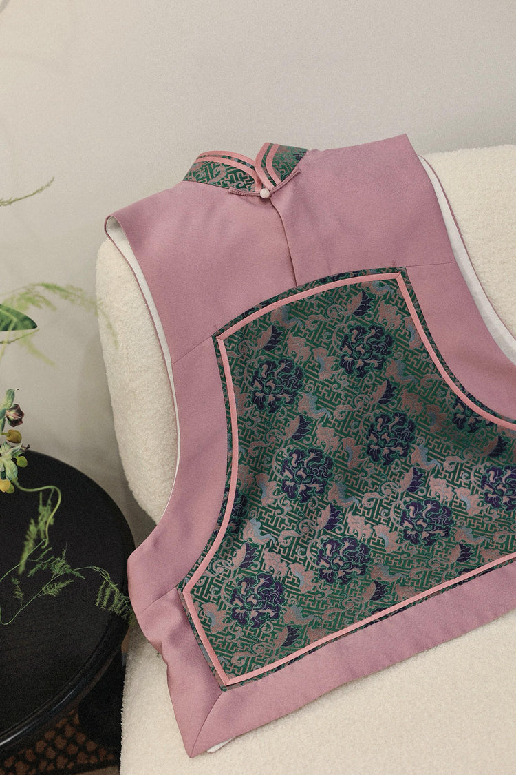 Pink-Lilac Silk-Blend Song Brocade Vest 粉紫丝毛宋锦马甲