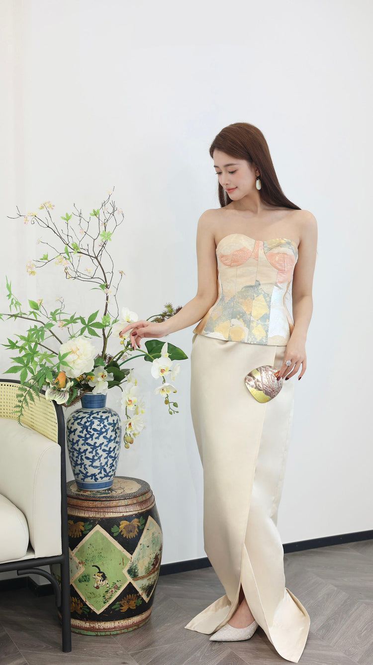 Grapefruit Nishijin-ori Bustier (Limited Edition) 西柚色西陣織抹胸上衣 (限量)