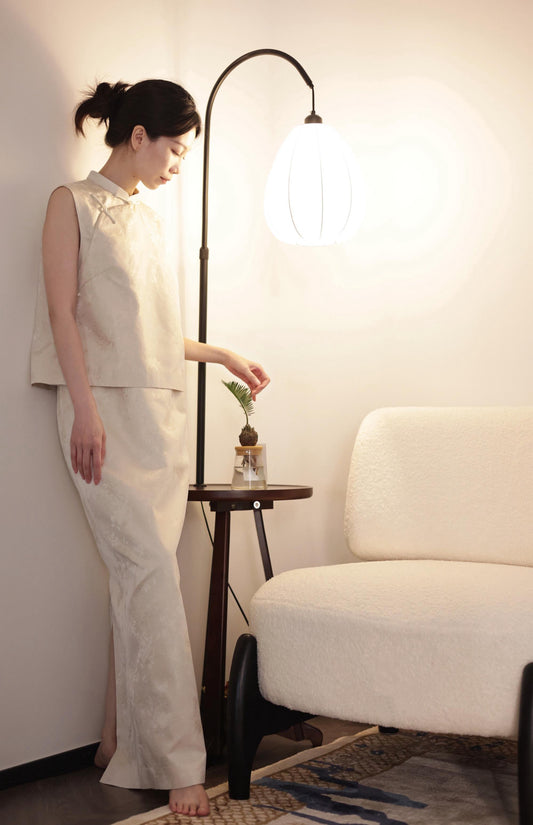 Pearl White Song brocade vest set 珍珠白宋錦馬甲套裝