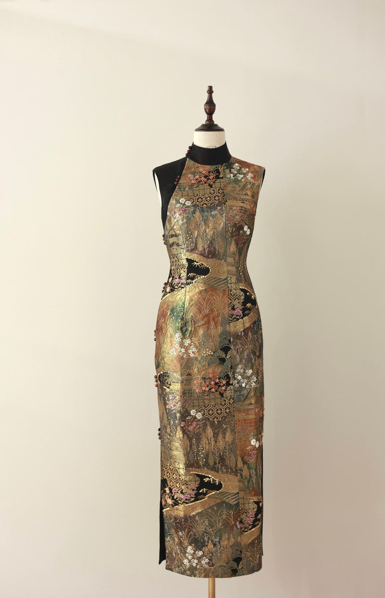 Gilded Night Nishijin Brocade Qipao (Exclusive Piece) 鎏金夜·西陣織旗袍(孤品)