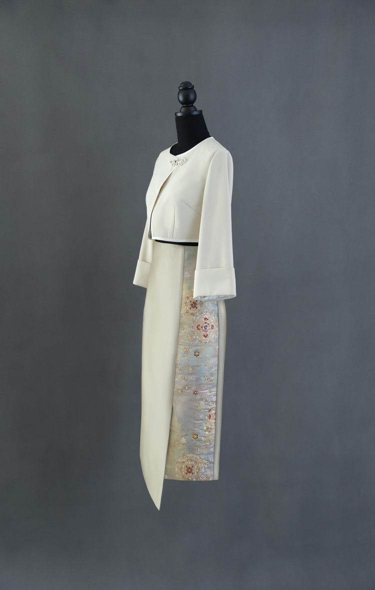 Champagne Turn-Up Sleeve Jacket 香檳色單扣翻袖披肩外套