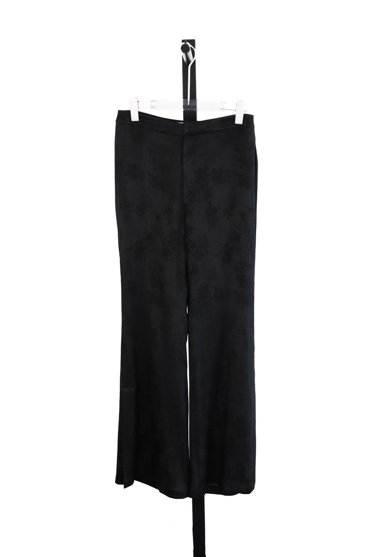 Black Xiangyun Silk Wide-leg Trousers 黑色香雲紗開衩長褲