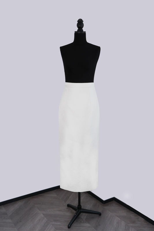 White Silk Jacquard Midi Skirt 白色真絲提花中長裙