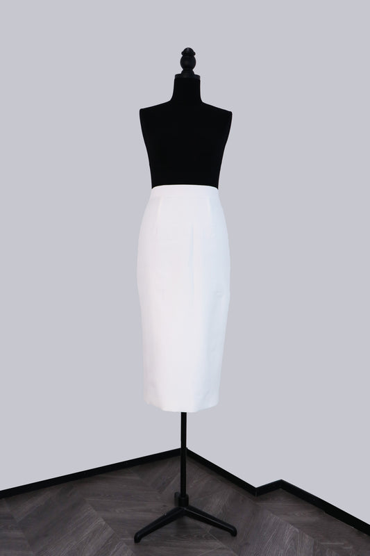 Pearl White Silk Satin Pencil Skirt 珍珠白真絲緞鉛筆半身裙