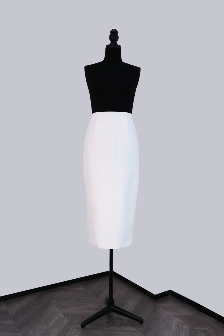 Pearl White Silk Satin Pencil Skirt 珍珠白真絲緞鉛筆半身裙