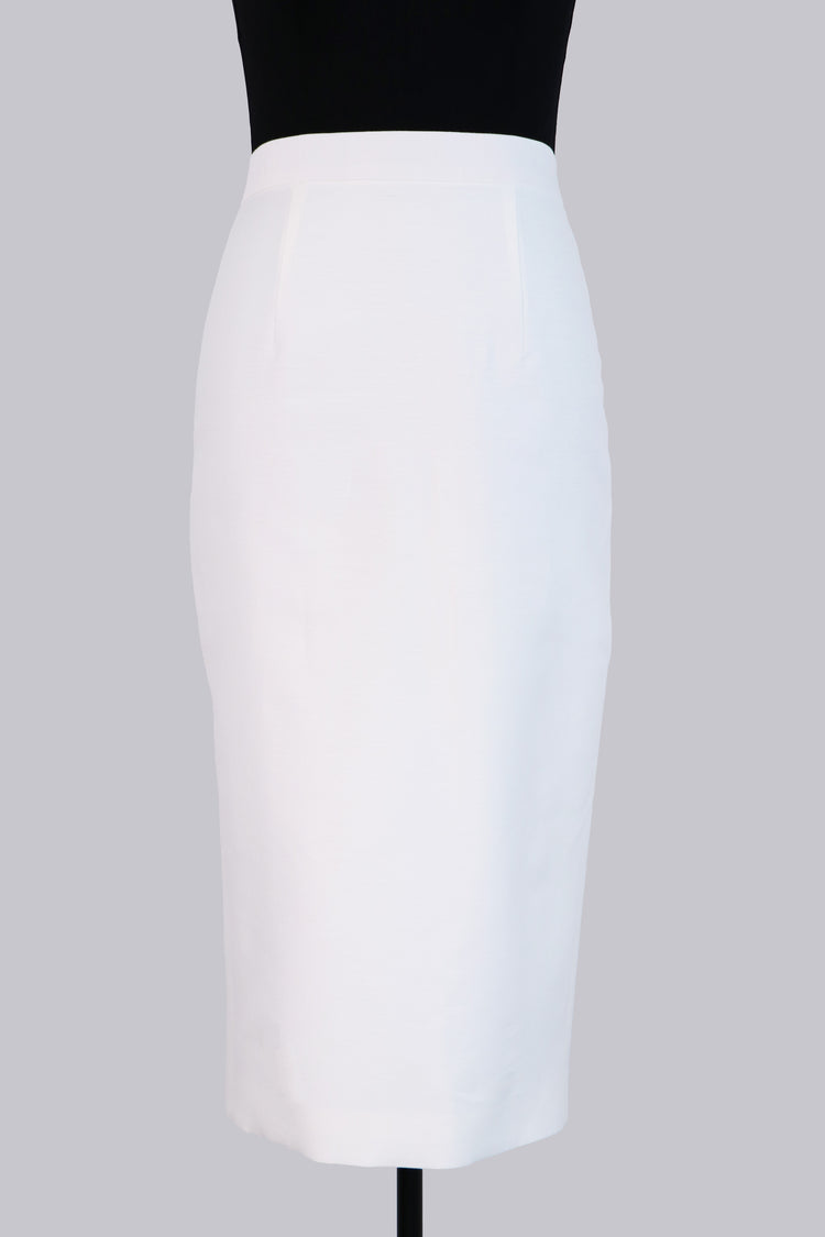 Pearl White Silk Satin Pencil Skirt 珍珠白真絲緞鉛筆半身裙