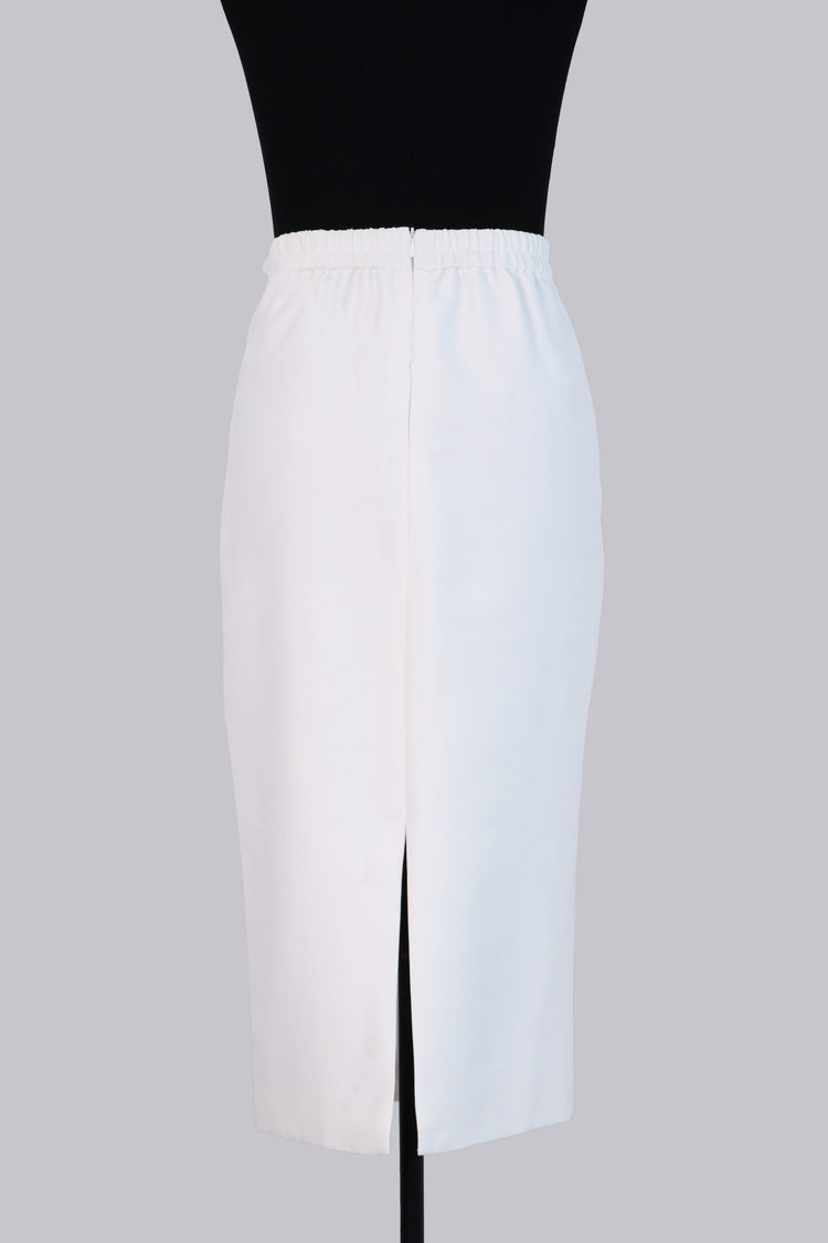 Pearl White Silk Satin Pencil Skirt 珍珠白真絲緞鉛筆半身裙