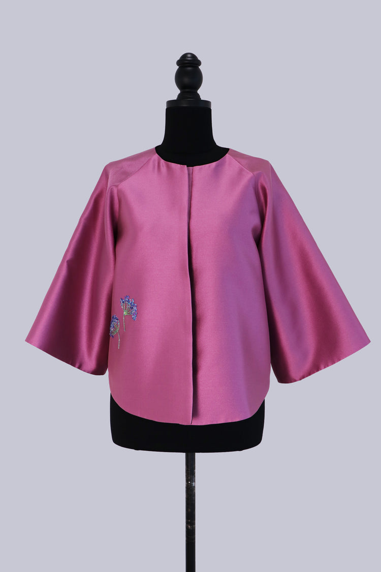 Rose Purple Silk-Wool Jacket with Sequin Embroidery 玫霞紫絲毛刺繡外套