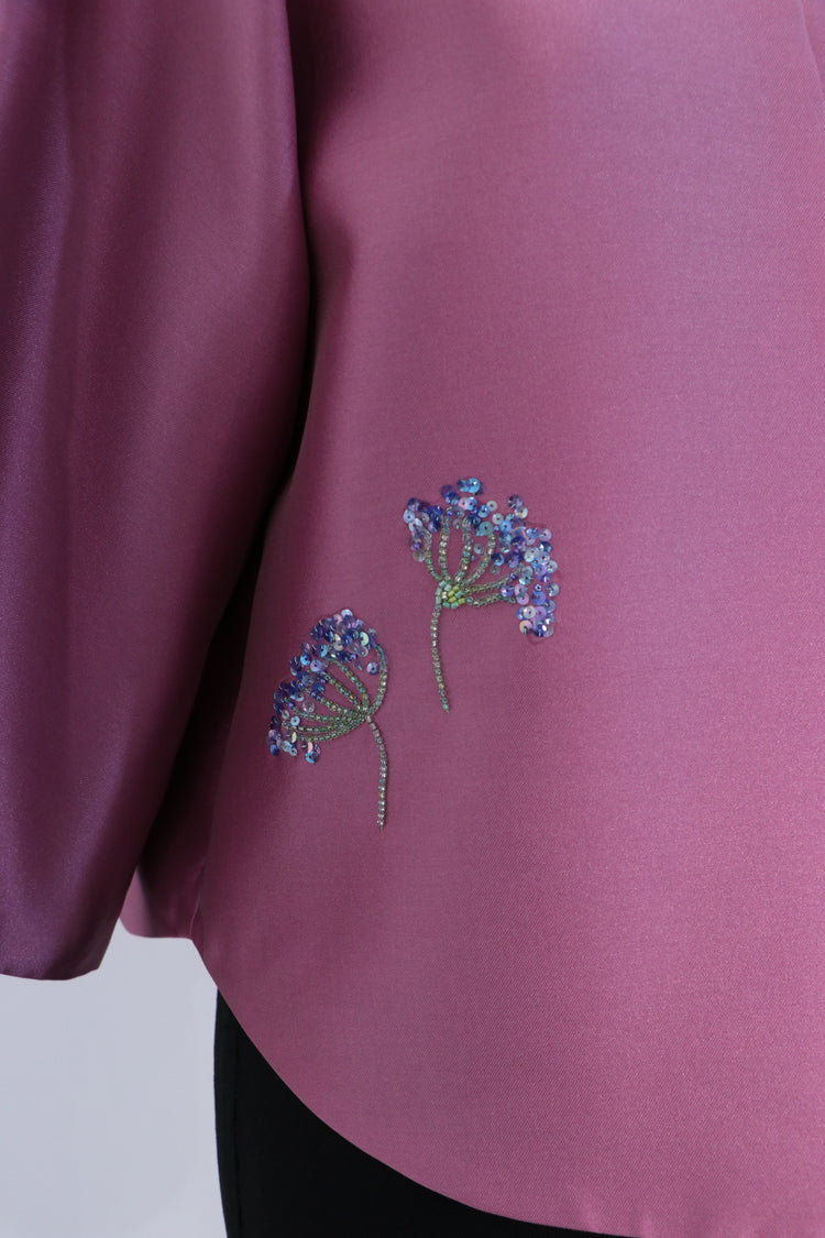 Rose Purple Silk-Wool Jacket with Sequin Embroidery 玫霞紫絲毛刺繡外套