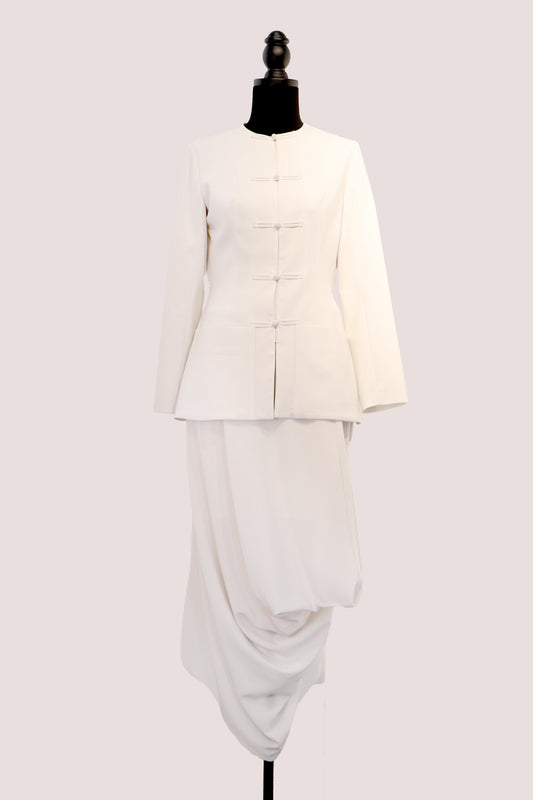 Ivory Silk Two-Piece Set 素影真絲中式套裝