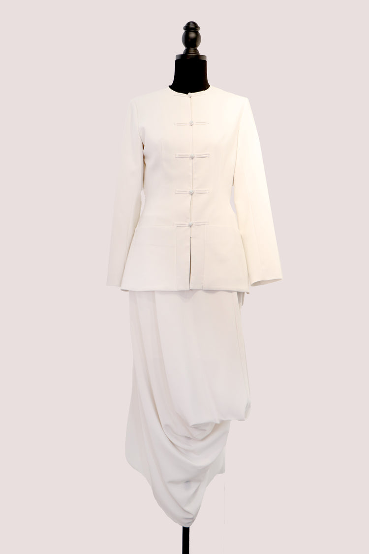 Ivory Silk Two-Piece Set 素影真絲中式套裝