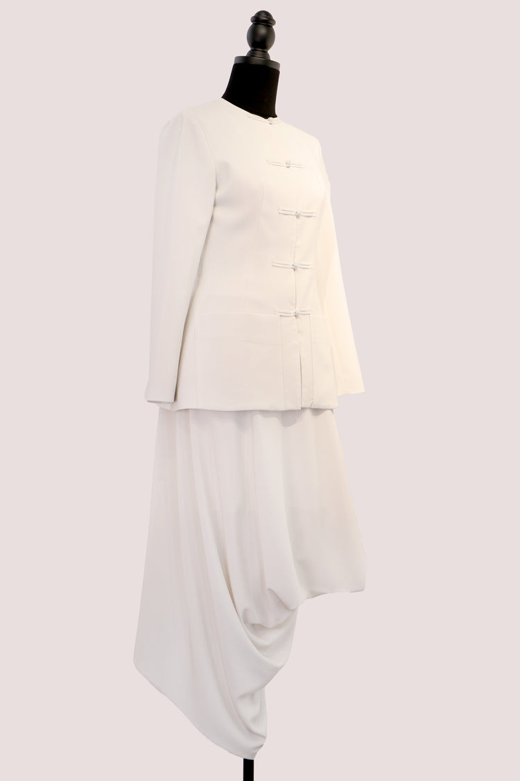 Ivory Silk Two-Piece Set 素影真絲中式套裝