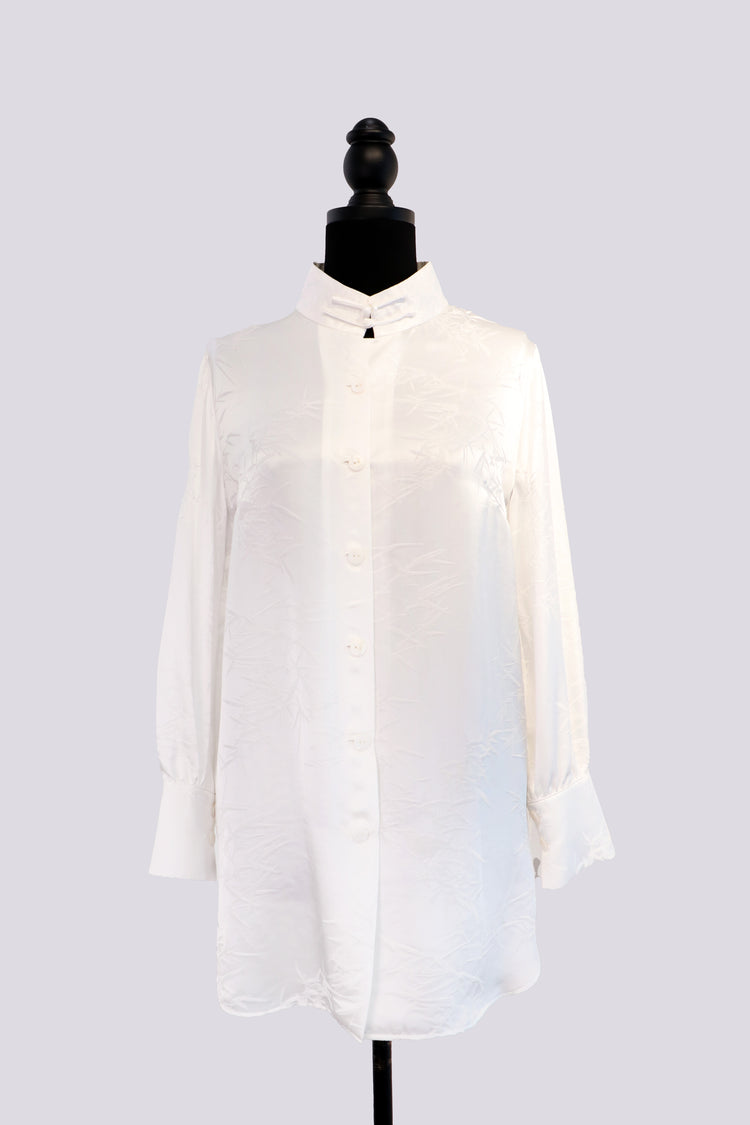 Bamboo Whisper Silk Jacquard Mandarin Shirt 素竹真絲提花立領襯衣