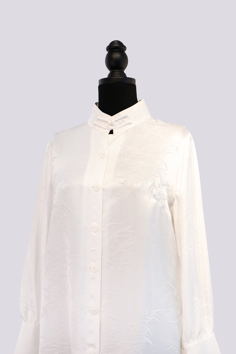 Bamboo Whisper Silk Jacquard Mandarin Shirt 素竹真絲提花立領襯衣