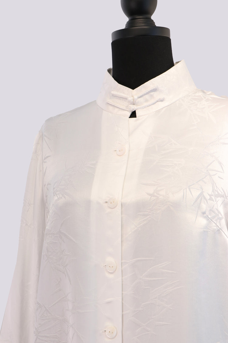Bamboo Whisper Silk Jacquard Mandarin Shirt 素竹真絲提花立領襯衣