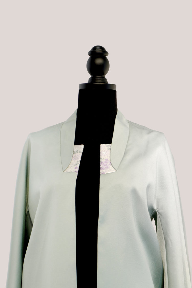 Moss Green Jacket with Nishijin Weave Panels 豆沙綠西陣織拼接外套