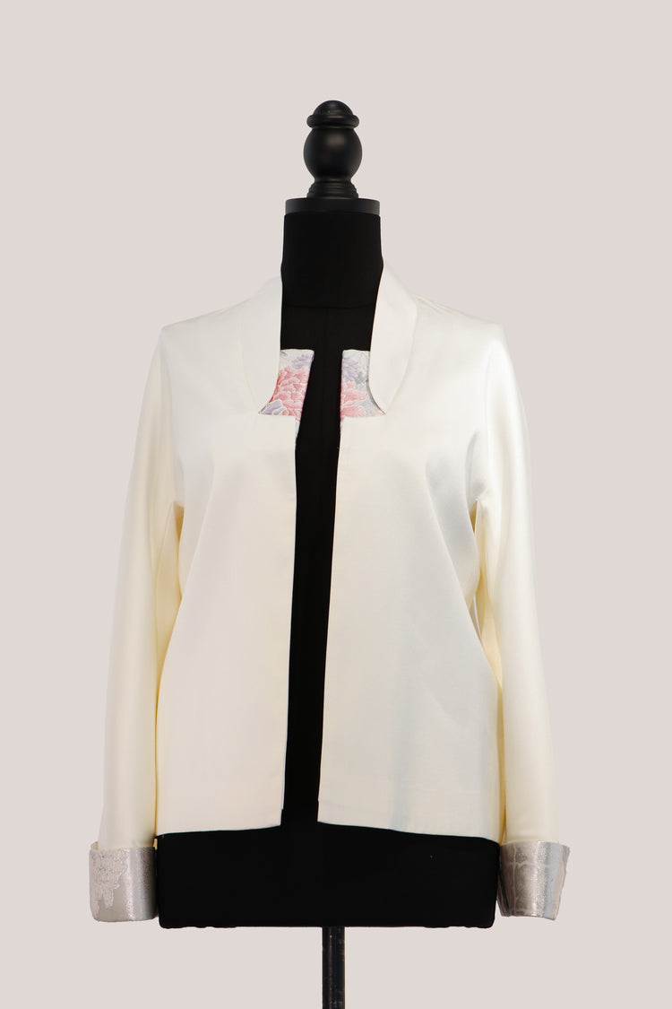 Ivory Jacket with Nishijin Weave Panels 米白西陣織拼接外套