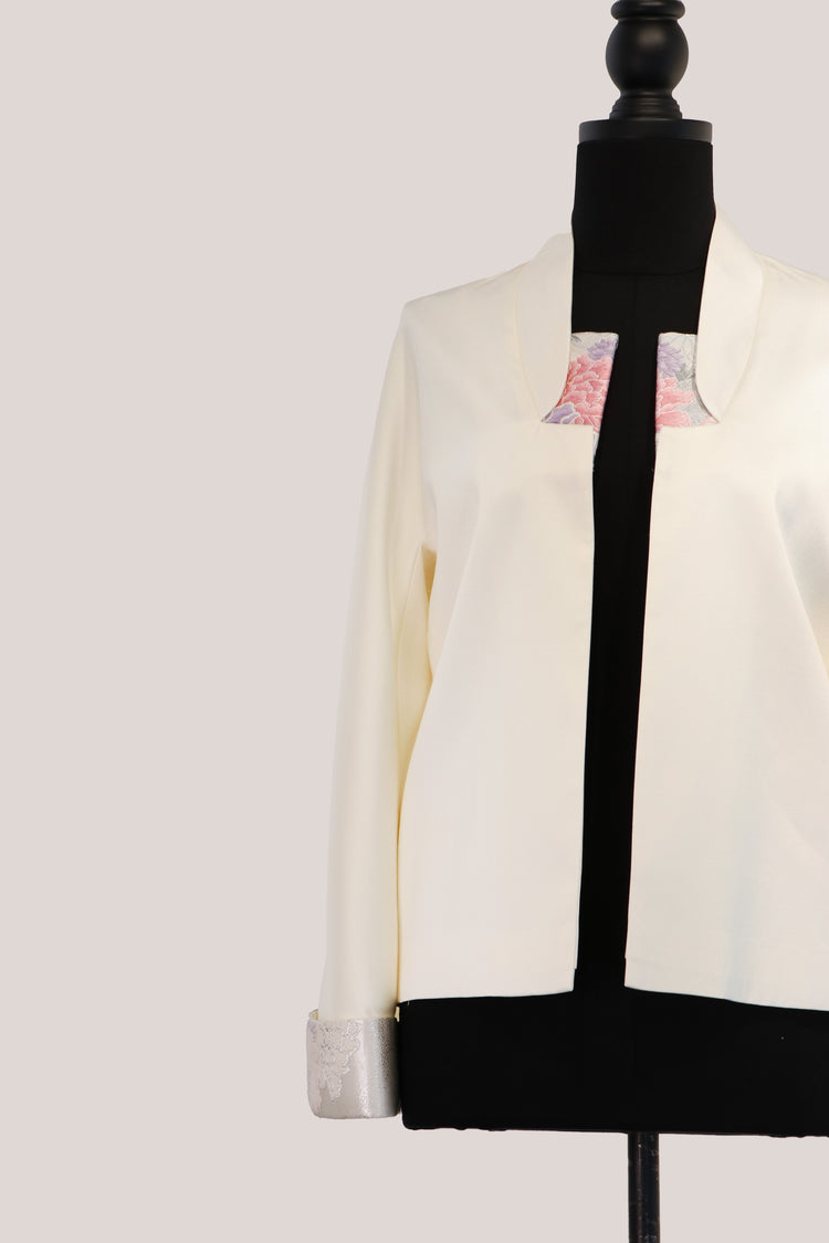 Ivory Jacket with Nishijin Weave Panels 米白西陣織拼接外套