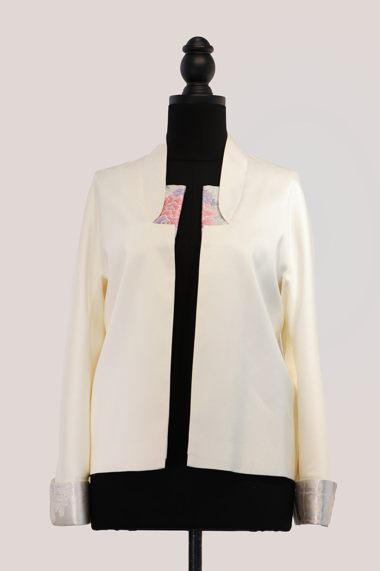Ivory Jacket with Nishijin Weave Panels 米白西陣織拼接外套