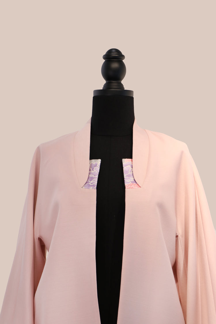 Lotus Pink Jacket with Nishijin Weave Panels 藕粉西陣織拼接外套