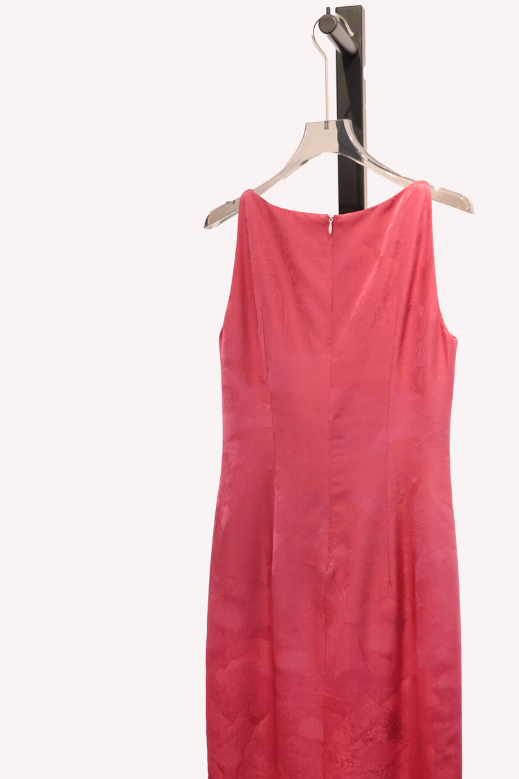 Peony Mist – Pink Silk Jacquard Dress 牡丹煙霞・粉紅真絲提花連衣裙