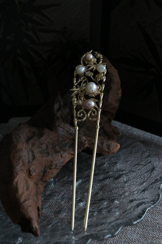 Freshwater Pearl Bamboo Hairpin 淡水珍珠錦竹流蘇簪