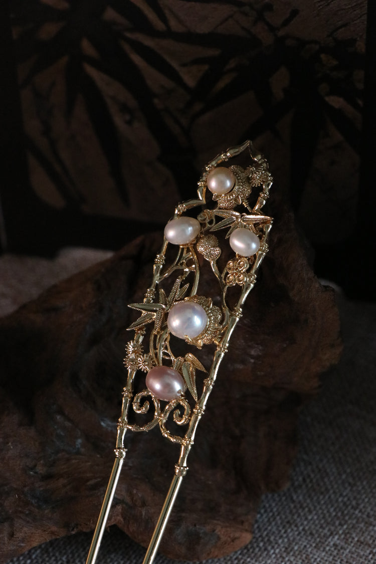 Freshwater Pearl Bamboo Hairpin 淡水珍珠錦竹流蘇簪