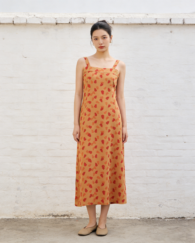 “Gourd of Summer” Xiangyun Silk Camisole Dress「赤葫暖夏」香雲紗吊帶連衣裙