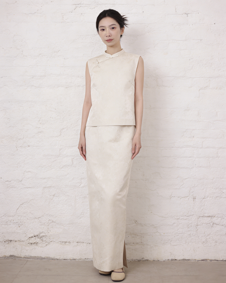 Pearl White Song brocade vest set 珍珠白宋錦馬甲套裝
