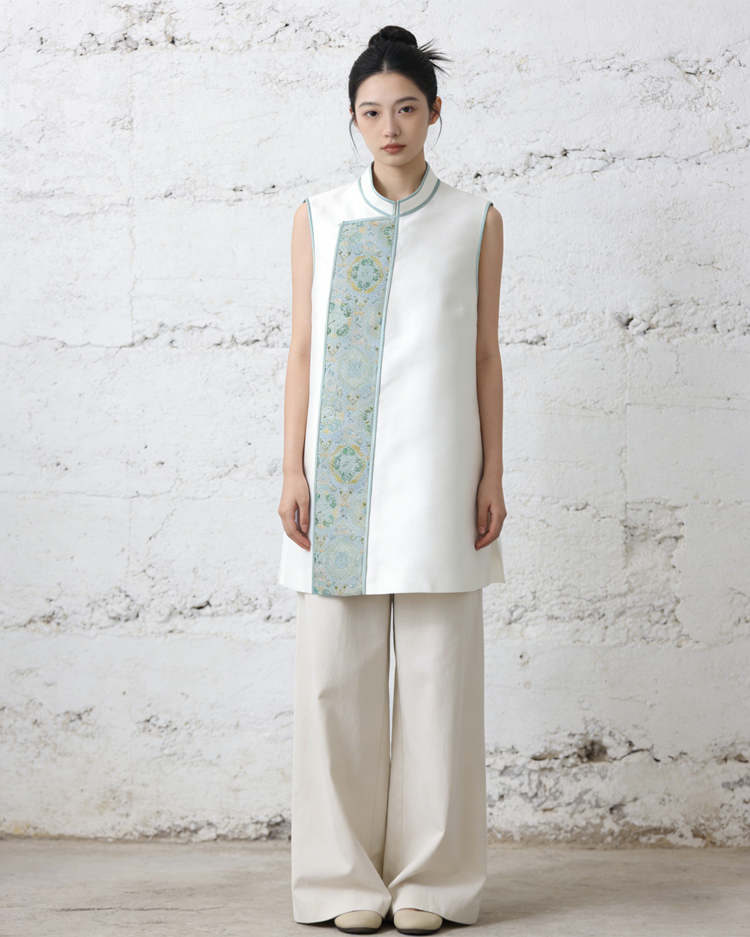Yunting Song Brocade Wool-Silk Long Vest 雲汀宋錦絲毛長馬甲
