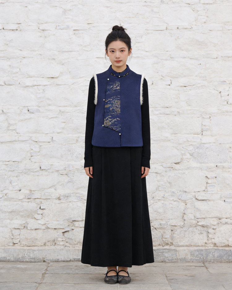 Navy Blue Silk Rabbit Fur Vest (limited version) 深藍正絹兔毛馬甲(限量)