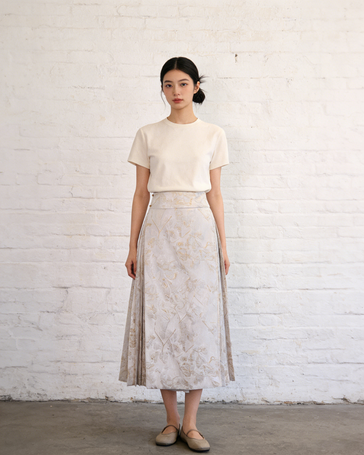 Golden Grain Brocade Mamian Skirt 玉穗織錦緞馬面裙