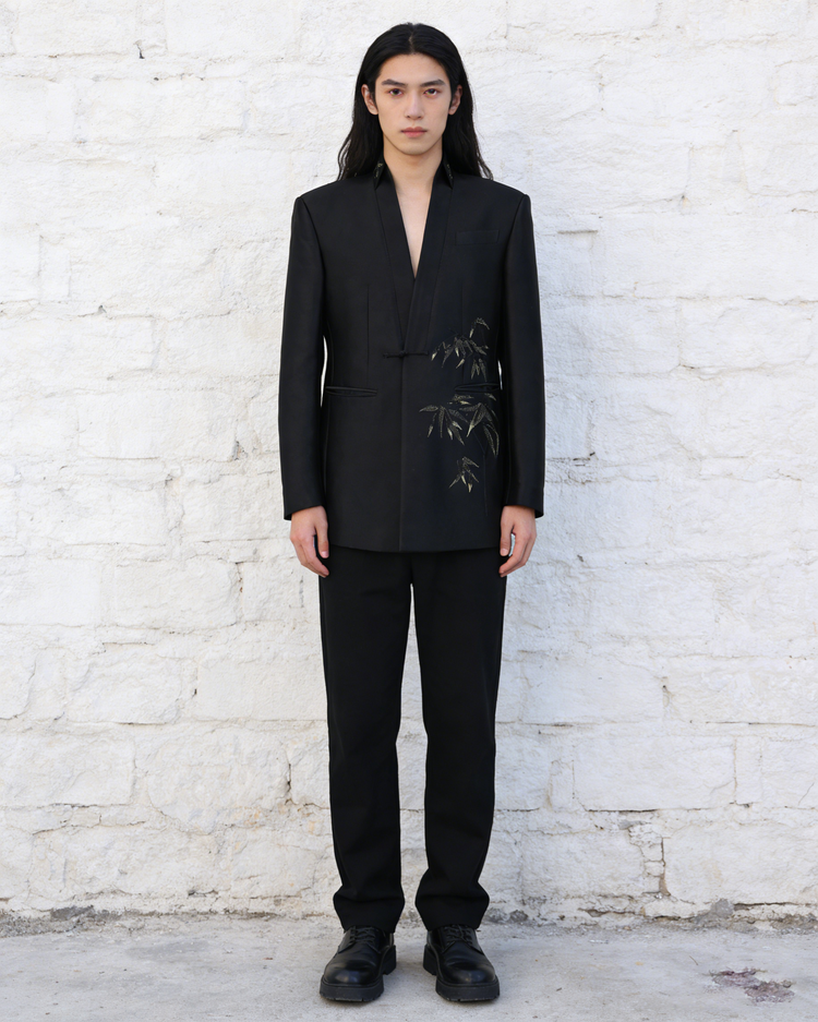 Bamboo Leaf Gold-Thread Embroidered Modern Chinese Style Blazer 竹葉金絲繡新中式西裝夾克