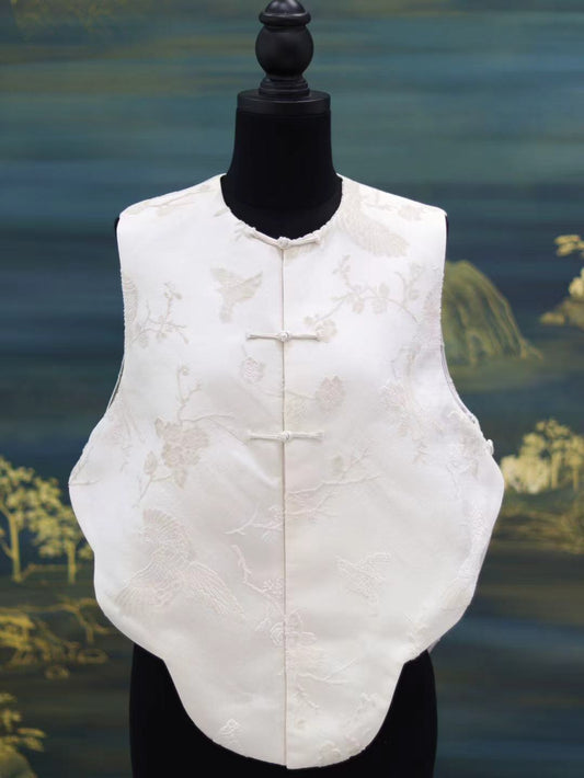 Ivory Bird Brocade Vest (Exclusive Piece)漳絨白鳥馬甲(孤品)