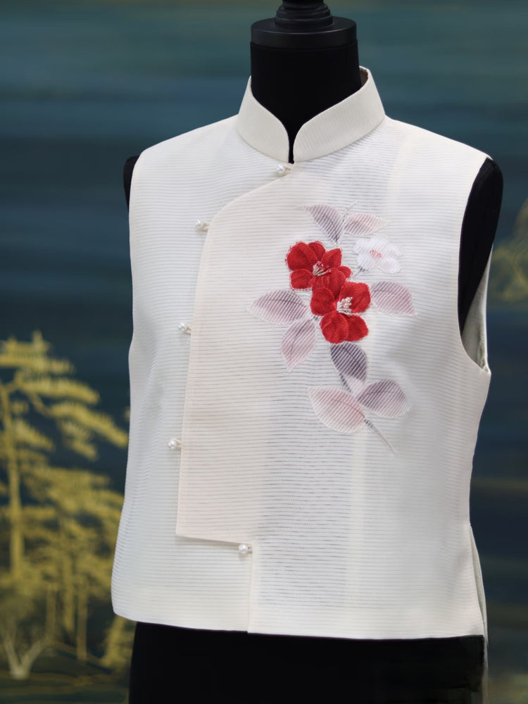 Crimson Bloom Kesi Vest (Exclusive Piece) 赤霞綻蕊緙絲馬甲(孤品)