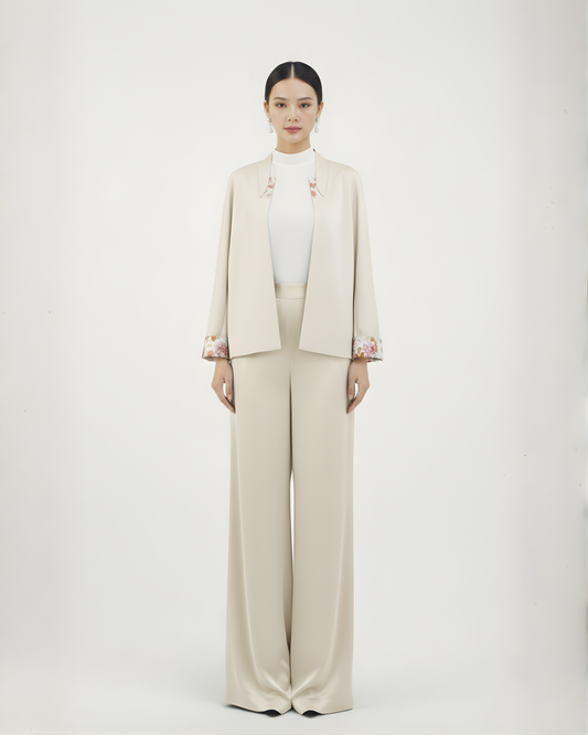 Ivory Jacket with Nishijin Weave Panels 象牙色西陣織拼接外套