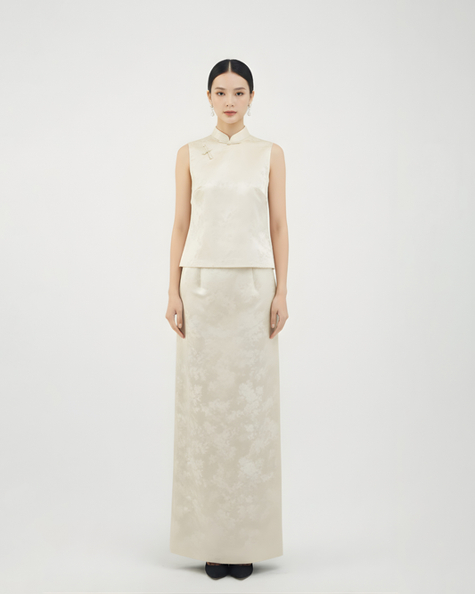 Pearl White Song brocade vest set 珍珠白宋錦馬甲套裝