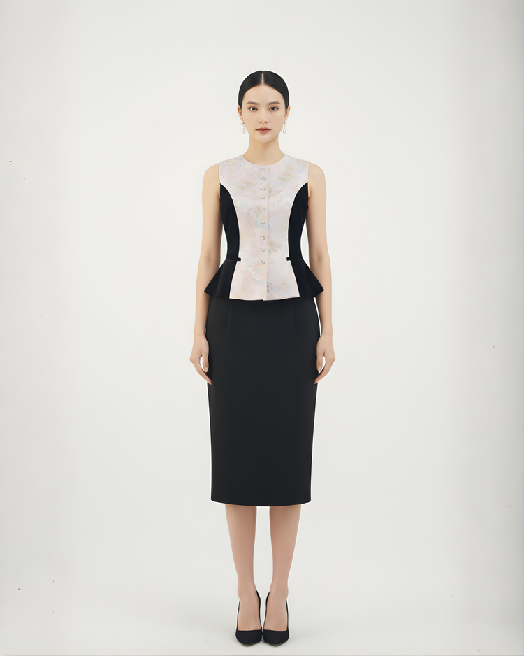 Auspicious Qilin Song Brocade & Velvet Vest 祥麟宋錦絲絨馬甲