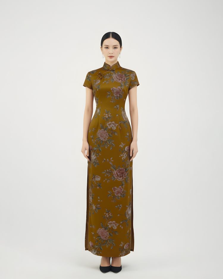 Xiangyunsha Peony Qipao 香雲紗牡丹旗袍
