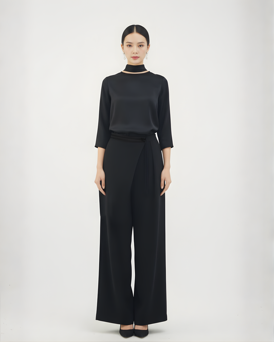 Inkfall Draped Silk Trousers 墨瀑垂影真絲長褲