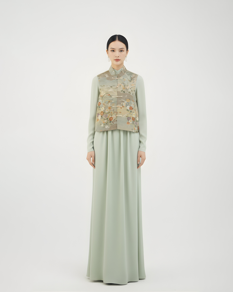 Golden Daisy Nishijin Embroidered Vest (Exclusive Piece）金色雛菊西陣織法式刺繡馬甲（孤品）