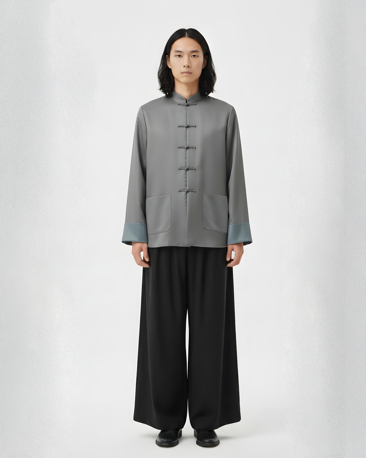 Misty Haze Tussah Silk Mandarin Jacket 煙嵐柞絲中式對襟外套