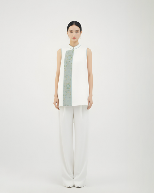 Yunting Song Brocade Wool-Silk Long Vest 雲汀宋錦絲毛長馬甲