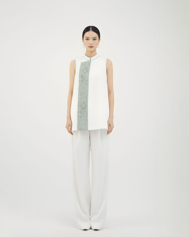 Yunting Song Brocade Wool-Silk Long Vest 雲汀宋錦絲毛長馬甲